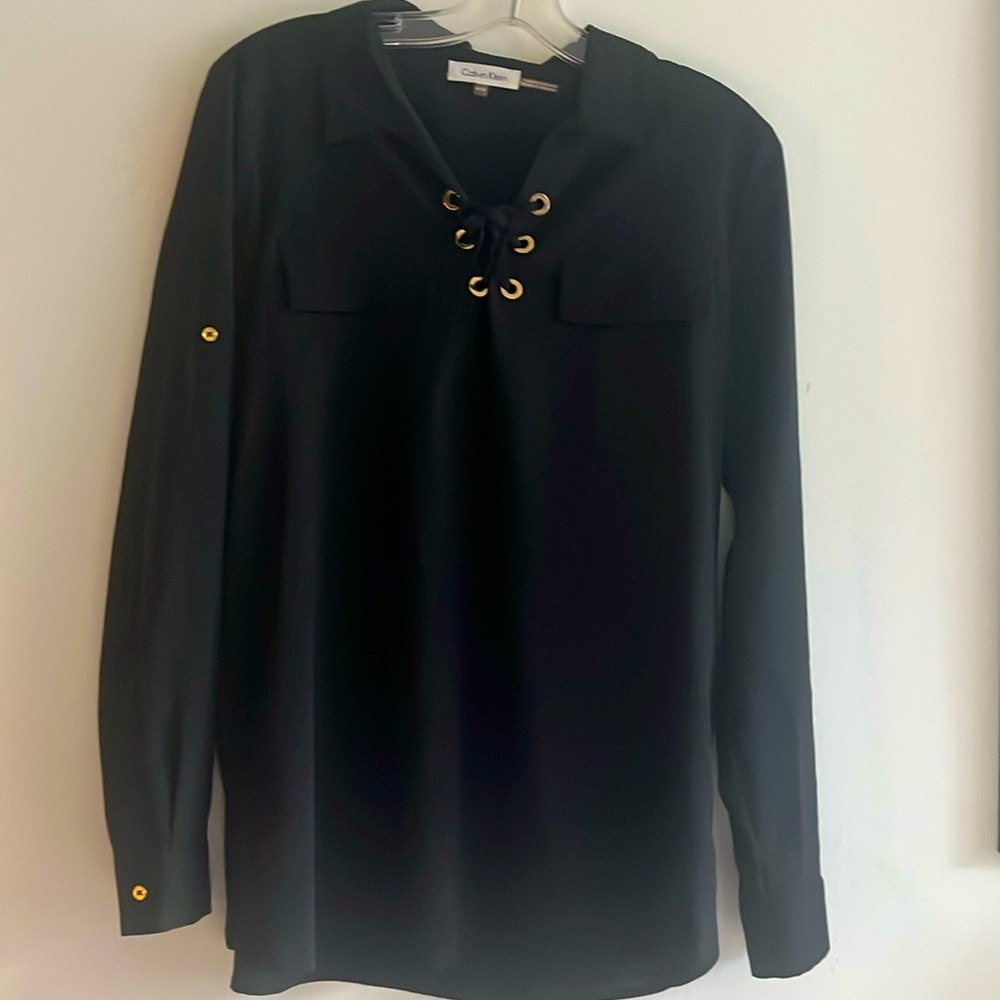Calvin klein blouse with gold chest embellishment